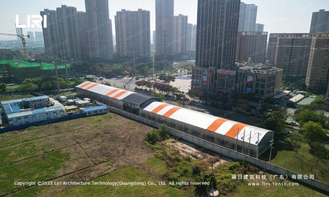 裝配式篷房羽毛球館航拍圖